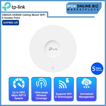 TP-LINK OMADA EAP683 UR AX6000 Ceiling Mount WiFi 6 Access Point TP-LINK OMADA EAP683 UR AX6000 Ceiling Mount WiFi 6 Access Point